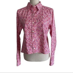 Women's L.L. Bean Pink Floral Blouse Size Small